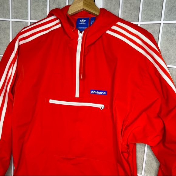 Adidas Originals Tennoji Windbreaker jacket Red size small Pullover anorak Smock - Picture 3 of 12